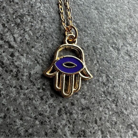 NEW Hamsa Hand of Fatima Pendant Good Luck Charm Adjustable Necklace 16 to 18-in - Picture 7 of 8